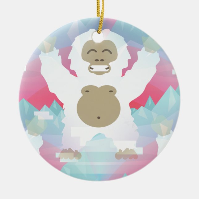 Rosa Yeti Keramikornament (Vorne)