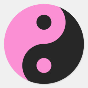 Rosa Yin Yang Symbol Runder Aufkleber