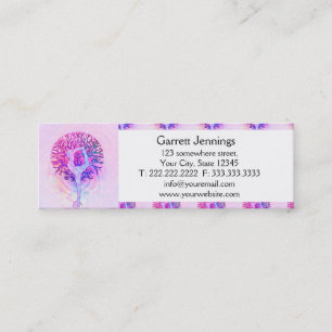 Rosa Yoga-Baum-Frau in den Pastellfarben Mini Visitenkarte