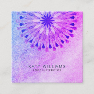 Rosa Yoga-Lehrer-Lotos-Blumewatercolor-Strand Quadratische Visitenkarte
