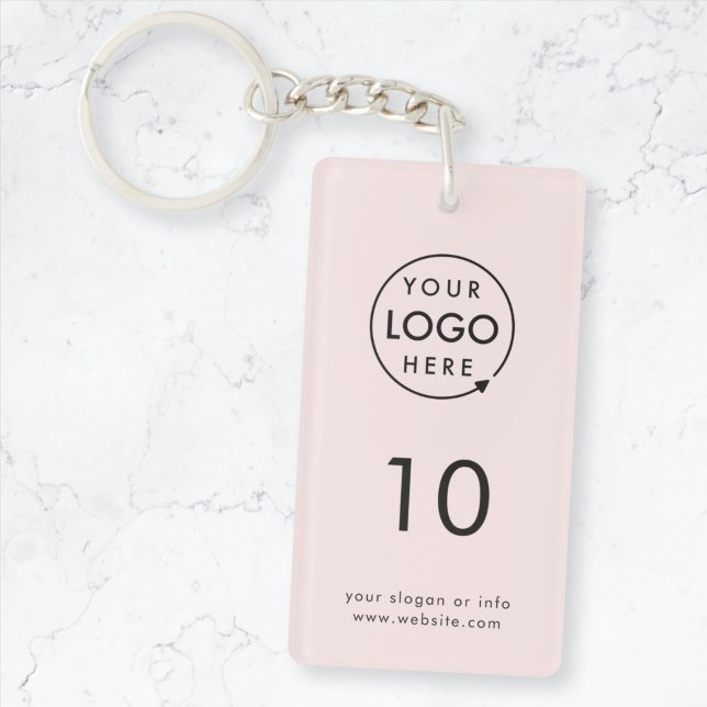 rosa Zahl | Logo Business Property Room Schlüsselanhänger (Company branded room key keychain for offices, hotels, hospitality & business premises.)