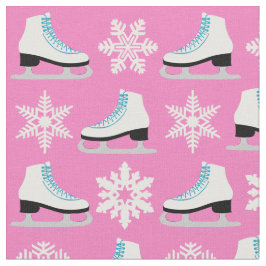 Rosa Zahl Skate und Schneeflocke-Weihnachten Stoff