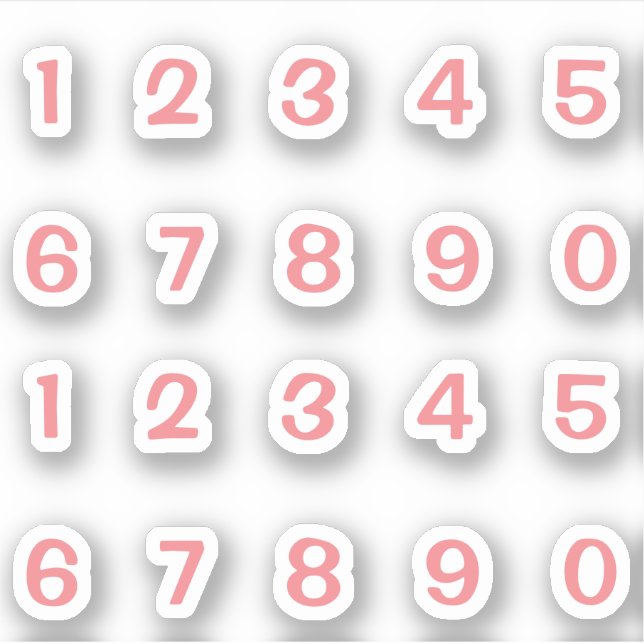 Rosa Zahlen Aufkleber (Vorderseite)