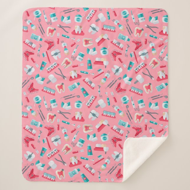 Rosa zahnmedizinisches Muster Sherpadecke (Vorderseite)