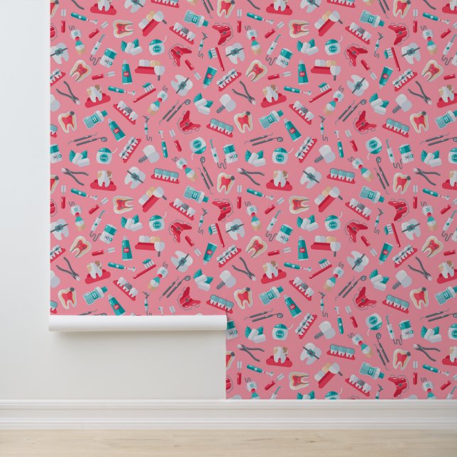 Rosa Zahnmuster Tapete (Anwendung)