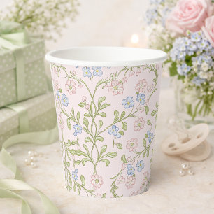 Rosa zarte Vintage-Blumen-Hasen-Baby-Party Pappbecher