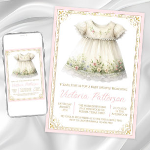 Rosa zartes Wildblumen-Kleid Baby Shower Einladung