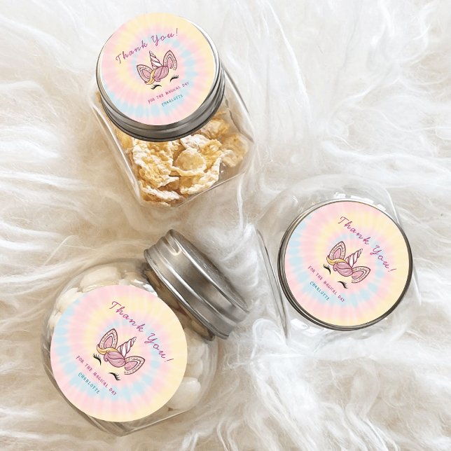 Rosa Zauberhafte Einhorn-gefärbte Krawatte Gold Gl Runder Aufkleber (Von Creator hochgeladen)