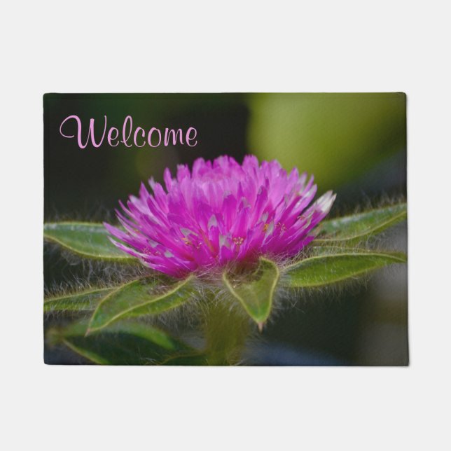 Rosa Zazzle Gomphrena Fußmatte (Vorderseite)