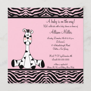 Rosa Zebra-Babyparty-Einladung Einladung