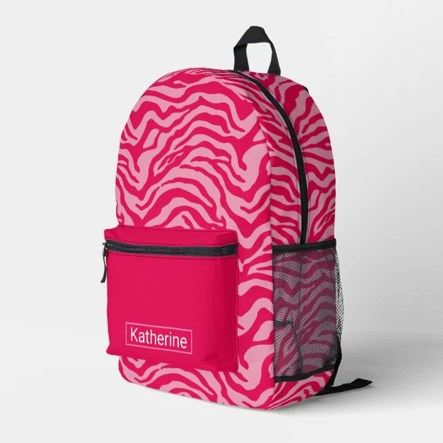 Rosa Zebra Bedruckter Rucksack (Rückseitige Ecke Rechts)