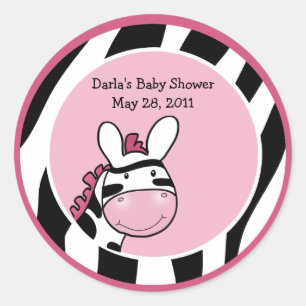 ROSA ZEBRA-DIVA Babyparty 3 Zoll Aufkleber