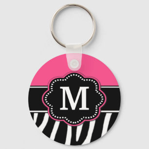 Rosa Zebra-Druck-Monogramm-Schlüsselkette Schlüsselanhänger