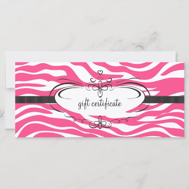 Rosa Zebra Geschenkzertifikat : Rack Card (Vorderseite)