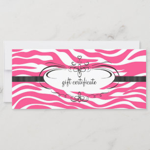 Rosa Zebra Geschenkzertifikat : Rack Card