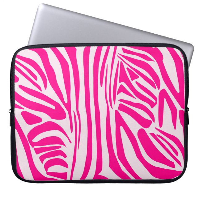 Rosa Zebra Laptopschutzhülle (Vorderseite)