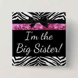 Rosa Zebra-Mädchen-neuer Babyparty-große Button