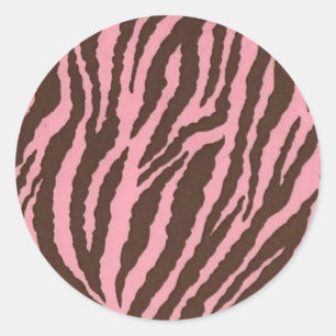 Rosa Zebra Print Runder Aufkleber