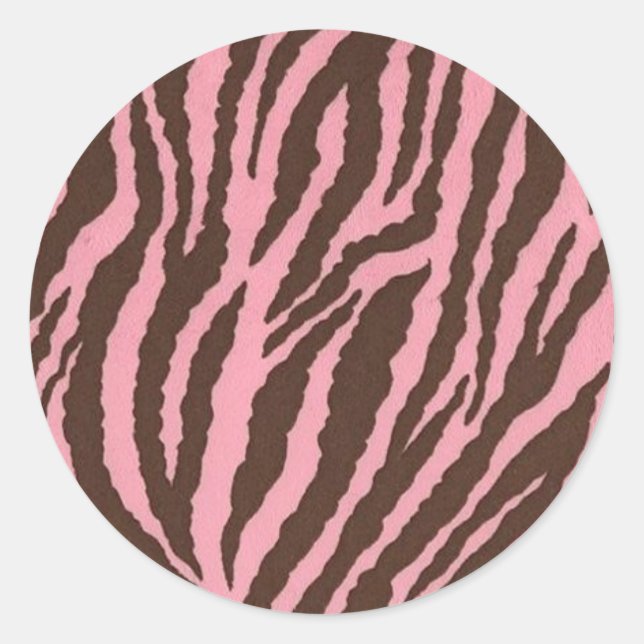 Rosa Zebra Print Runder Aufkleber (Vorderseite)