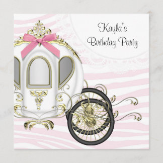 Rosa Zebra Prinzessin Geburtstagsparty Einladungen