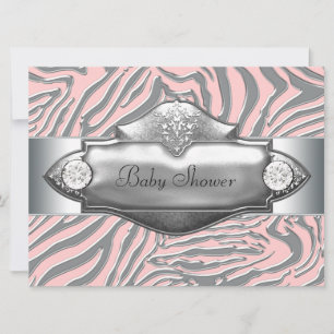 Rosa Zebra Rosa Zebra Baby Mädchen Dusche Einladung