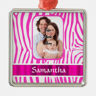 Rosa Zebra Silbernes Ornament