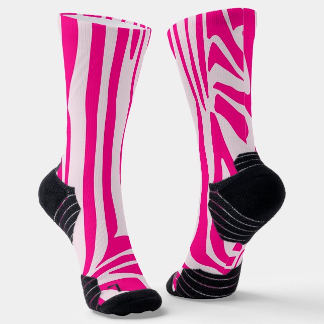 Rosa Zebra Socken (Gewinkelt)