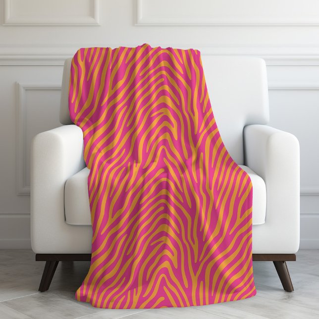 Rosa Zebra Streifen Farbe Hintergrund Fleecedecke (Pink Zebra Striped Change Background Color Fleece Blanket)