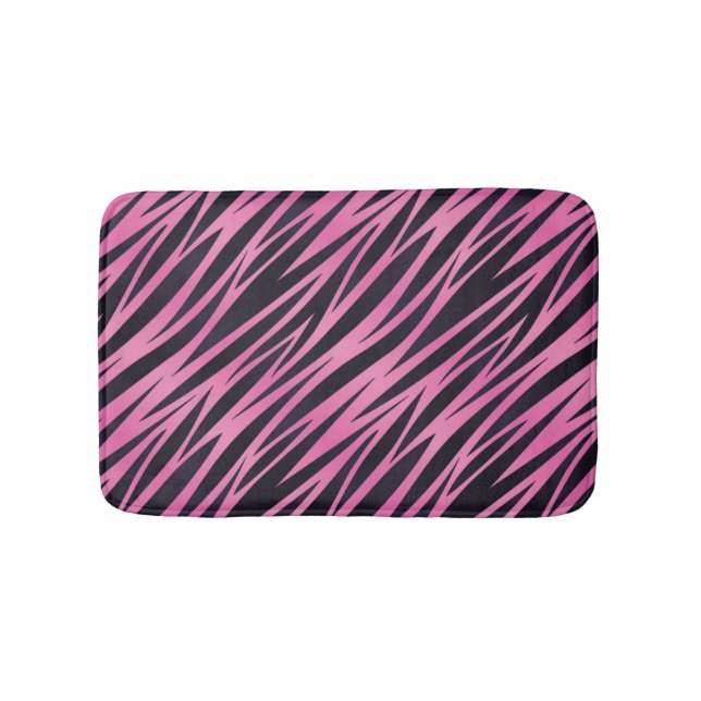 Rosa Zebra-Streifen-Hintergrund Badematte (Vorderseite)