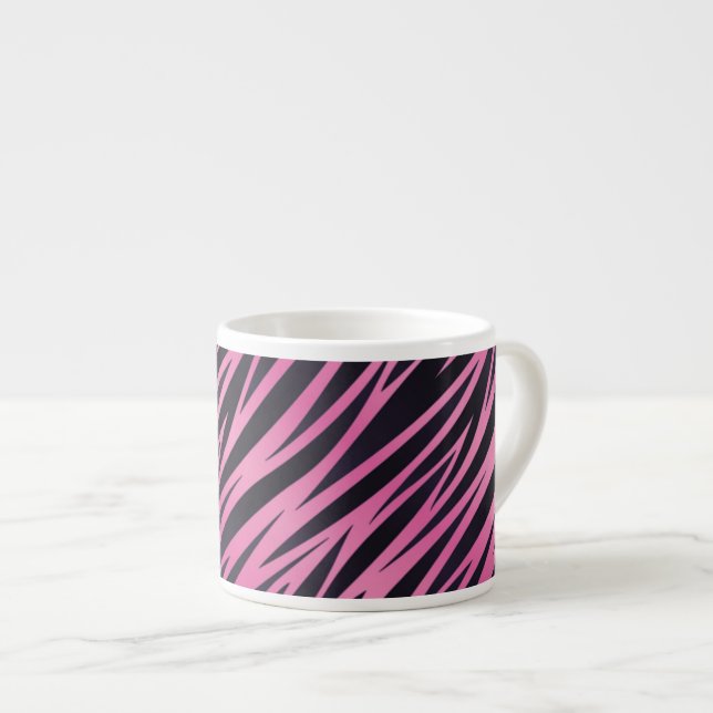 Rosa Zebra-Streifen-Hintergrund Espressotasse (Vorderseite Rechts)