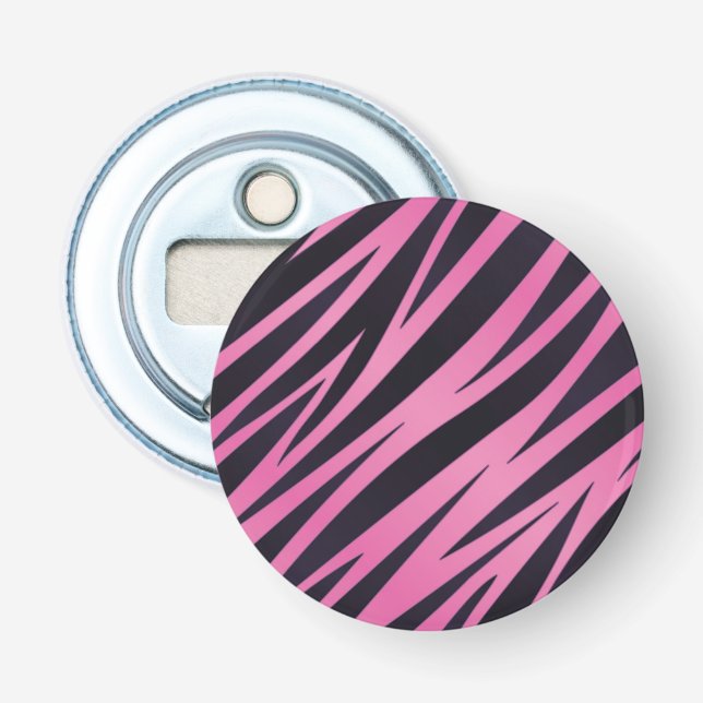 Rosa Zebra-Streifen-Hintergrund Flaschenöffner (Vorderseite)