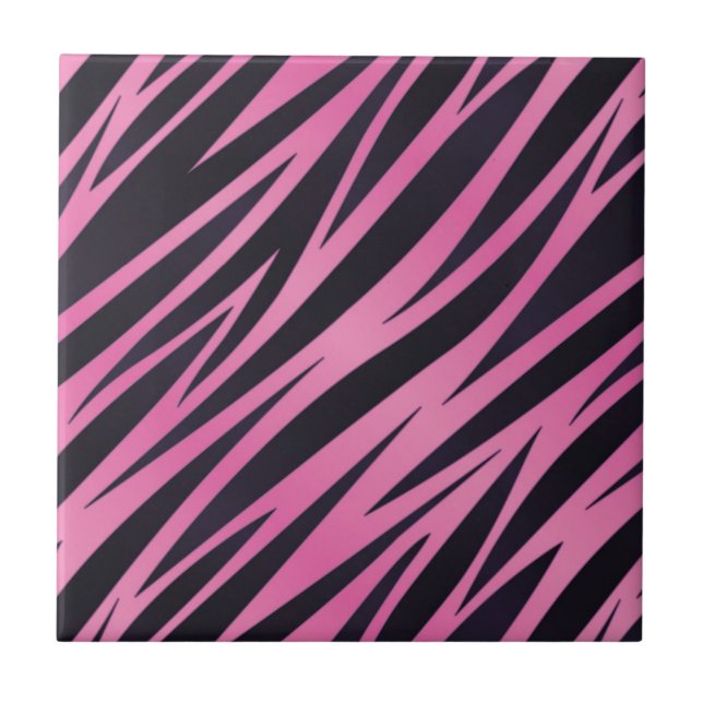 Rosa Zebra-Streifen-Hintergrund Fliese (Vorderseite)