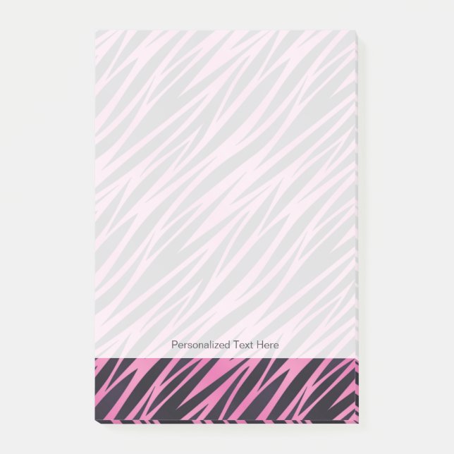 Rosa Zebra-Streifen-Hintergrund Post-it Klebezettel (Vorderseite)