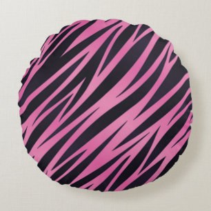 Rosa Zebra-Streifen-Hintergrund Rundes Kissen