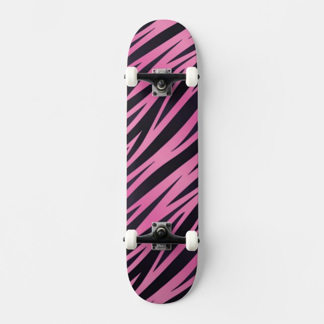 Rosa Zebra-Streifen-Hintergrund Skateboard (Vorderseite)