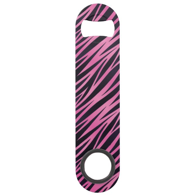 Rosa Zebra-Streifen-Hintergrund Speedflaschenöffner (Vorderseite)