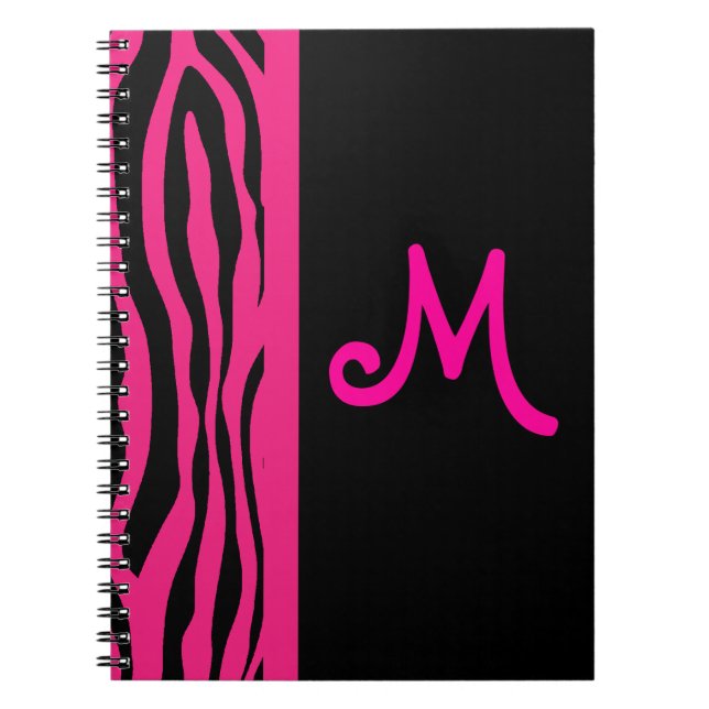 Rosa Zebra-Streifen-Monogramm-Notizbuch Notizblock (Vorderseite)