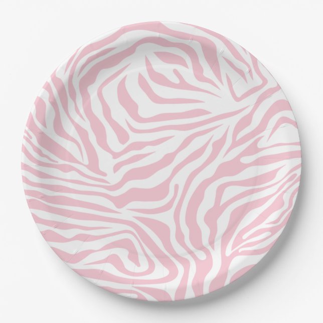 Rosa Zebra Streifen Wild Animal Print Zebra Muster Pappteller (Vorderseite)