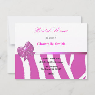 Rosa Zebra Stripe Bridal Dusche Einladung