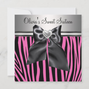 Rosa Zebra Sweet Sixteen Geburtstag Einladung