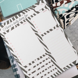 Rosa Zebra Tagesplaner Hinweise und zu tun Liste Notizblock