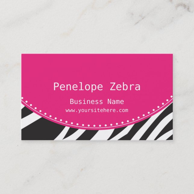 Rosa Zebra-Visitenkarte Visitenkarte (Vorderseite)