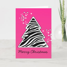 Rosa Zebra-Weihnachtsbaum Feiertagskarte