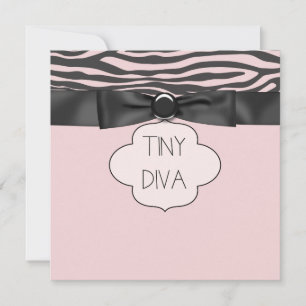 Rosa Zebra Winzige Diva Mädchen Baby Shower Einladung