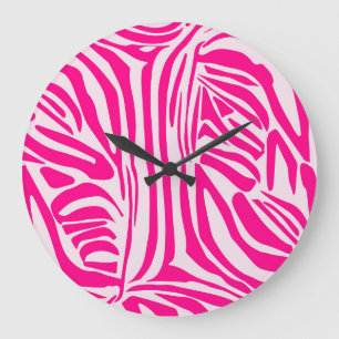 Rosa Zebradruck-Muster Große Wanduhr