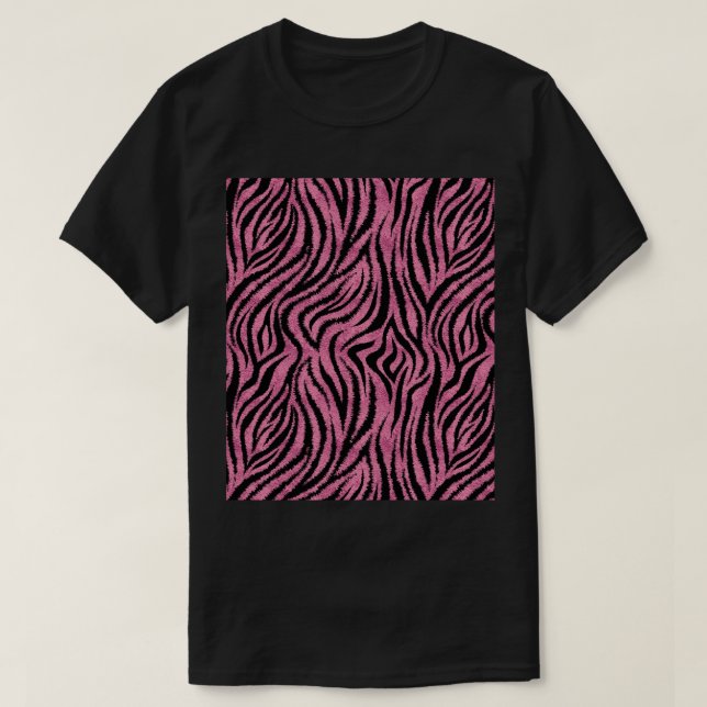 Rosa Zebrahautstruktur glamouröse, nahtlose Muster T-Shirt (Design vorne)