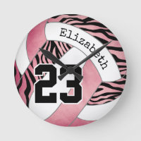 rosa Zebramuster personalisierte Volleyball