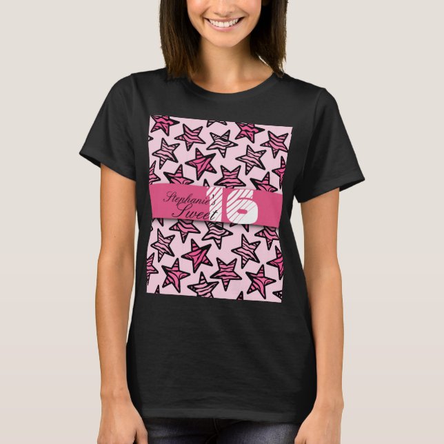 Rosa Zebrastars Sweet 16 Birthday Tshirt (Vorderseite)