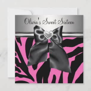 Rosa Zebrastreifen Sweet Sixteen Geburtstag Einladung