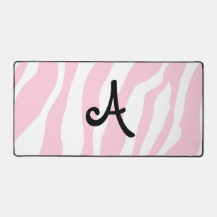 rosa Zebrastreifen und Monogramm Schreibtischunterlage